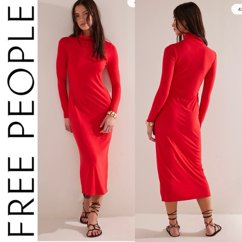 NEW Free People Free-EST Good Feels Mockneck Midi Dress xs